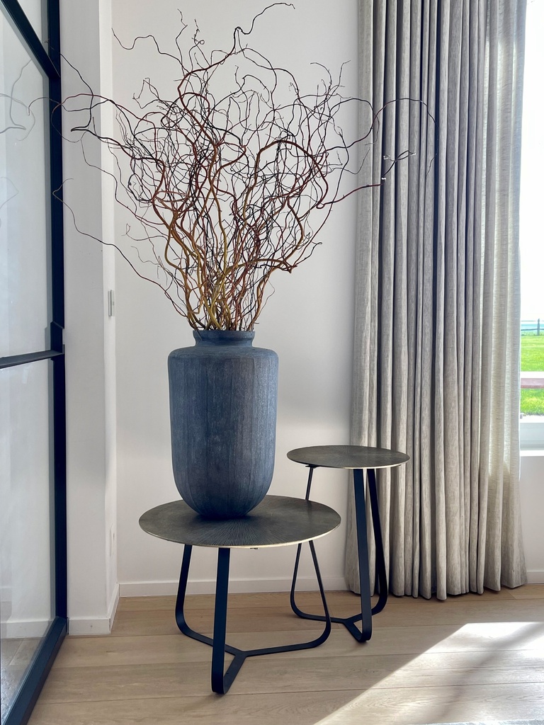 Coffeetable embossed - aluminium - antique gold + black - Ø 59x40cm - p/1/1