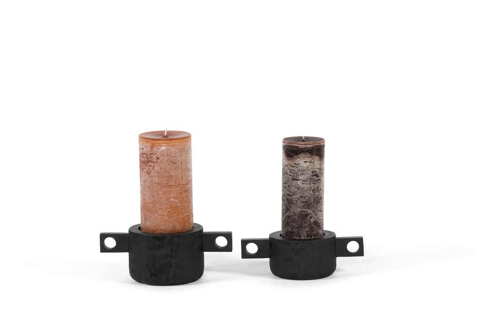 Candleholder for Ø8,6 - wood - black mat brushed - 27X14X9cm - p2/8