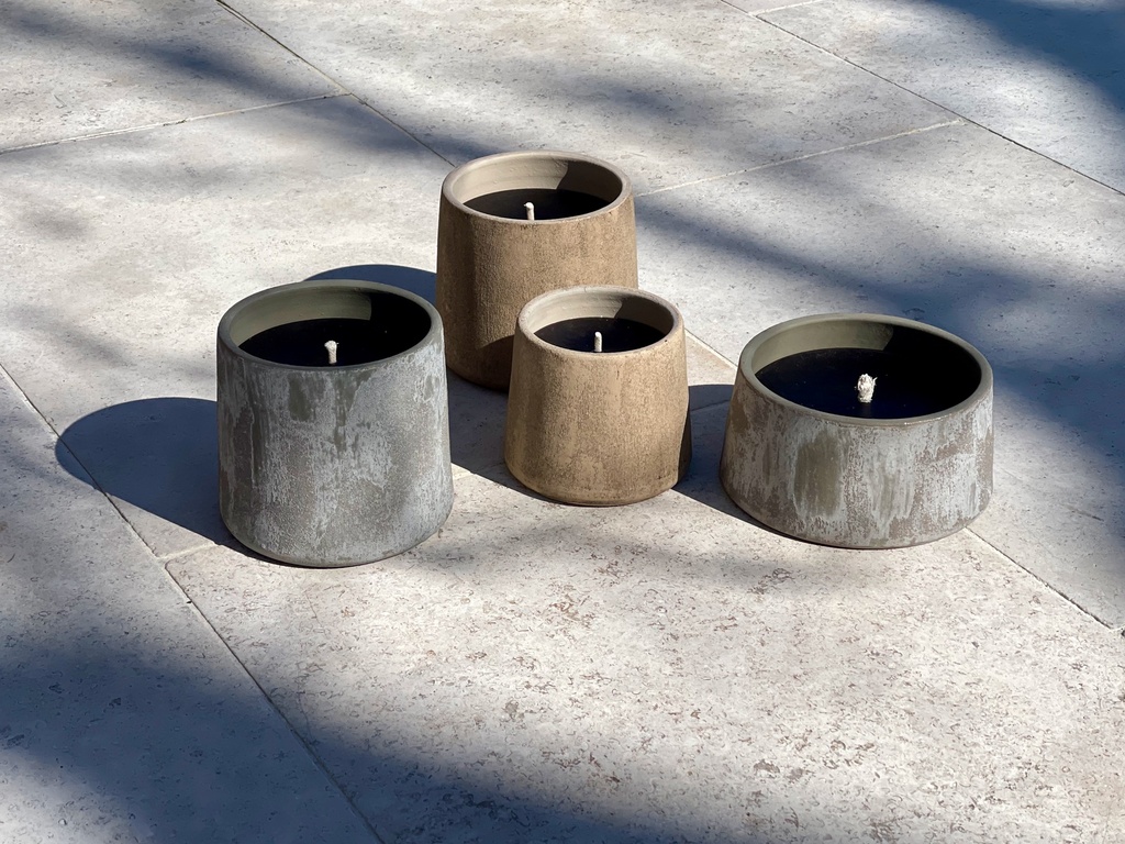 Beige terracotta outdoor candle - Ø 20x18cm - 1 - ext. cot. - p /4