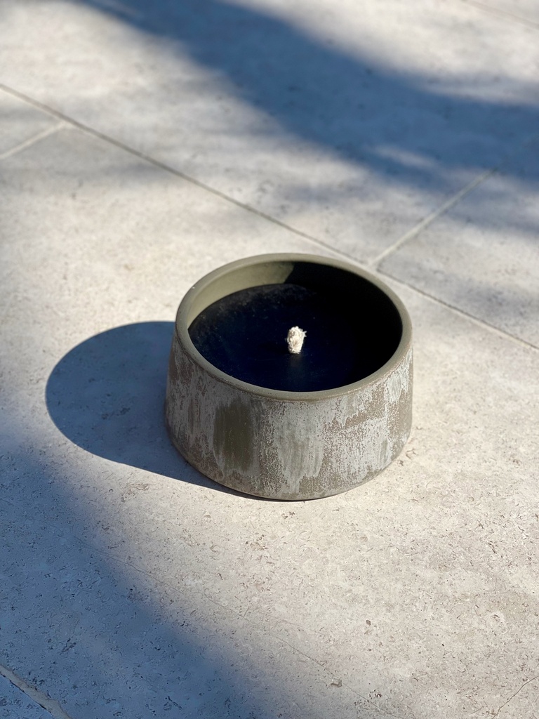 Beige terracotta outdoor candle bowl - Ø 23x11cm - 1 - ext. cot. - p /4