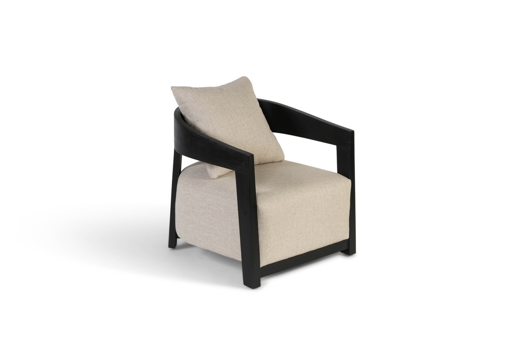 Club Chair ecru on black brushed wood- 61x58x60,5cm - p/1/1