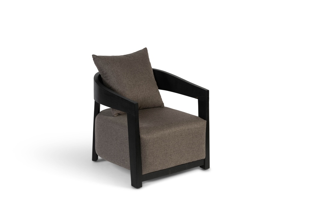 Club Chair grey on black brushed wood- 61x58x60,5cm - p/1/1