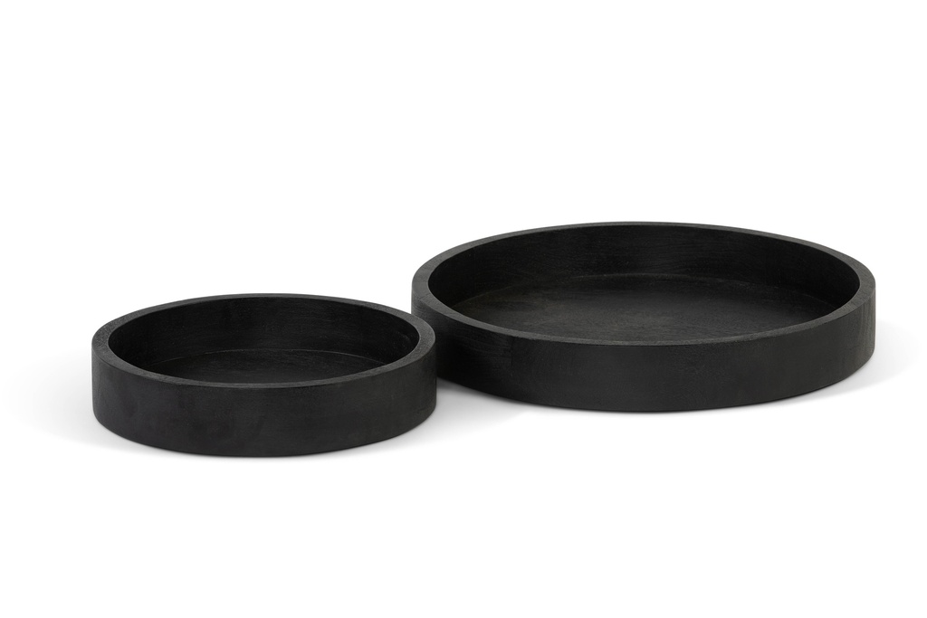 Brushed round tray - wood - black mat - Ø35x5,5cm - p1/1