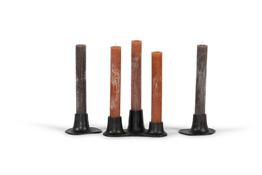 Candleholder organic for 3 candles Ø4,4 bronze - aluminium - 26x14x10cm - 1/8
