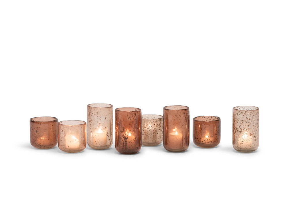 Thick votive stone finish shiny pink - Ø 10x10cm - 6/24