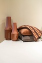Plaid knitted cotton - 100% Cotton - Rust/Terracotta/Brown/Dark brown - 140cm x 200cm - p/1