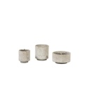 Round grey concrete/white terracotta pot - Ø 14 x 15cm - outdoor candle -1 ext. coton wick - p/8