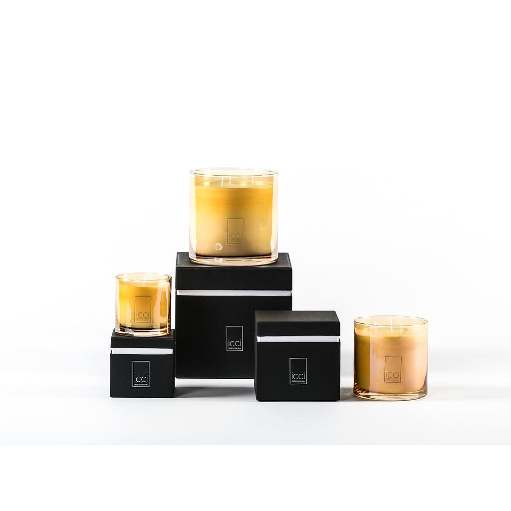 Scented candle cylindrical summer votive, (A) golden sun (R) fuchsia (GR) green - Ø 12 x 12cm - 3 - int. cot. - p/4