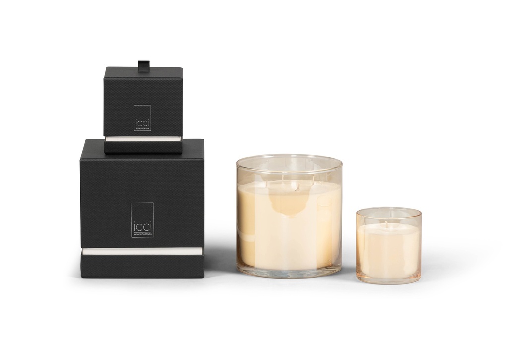Scented candle cylindrical summer votive, (A) golden sun (R) fuchsia (GR) green - Ø 15 x 15cm - 4 - int. cot. - p/2
