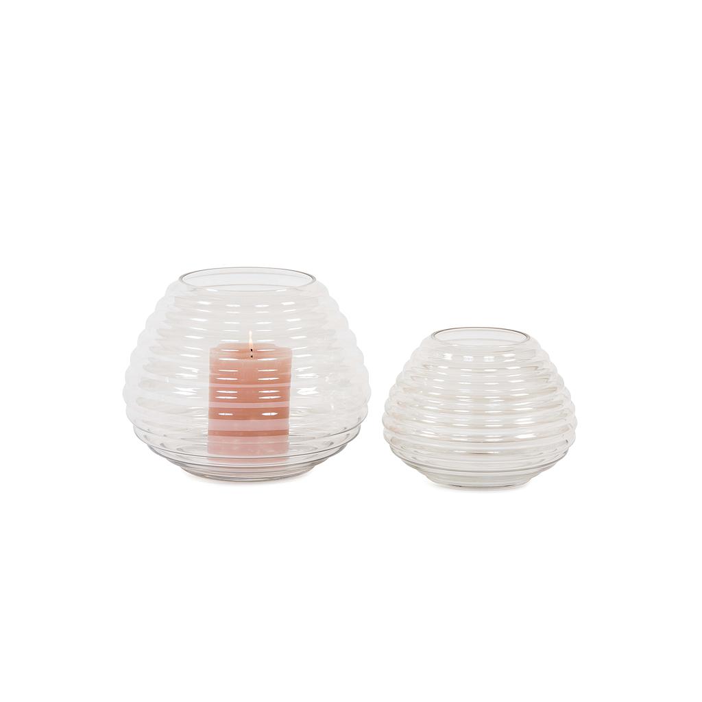 Ribbed vase - glass - clear luster - small Ø 25x18,5cm - p/1/1