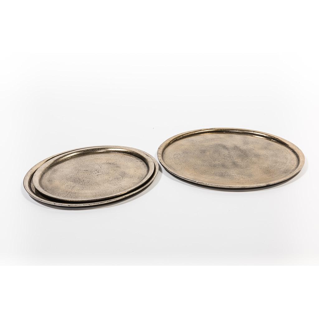 Round plate - rough aluminium - antique gold - medium Ø 38cm - p/2/6