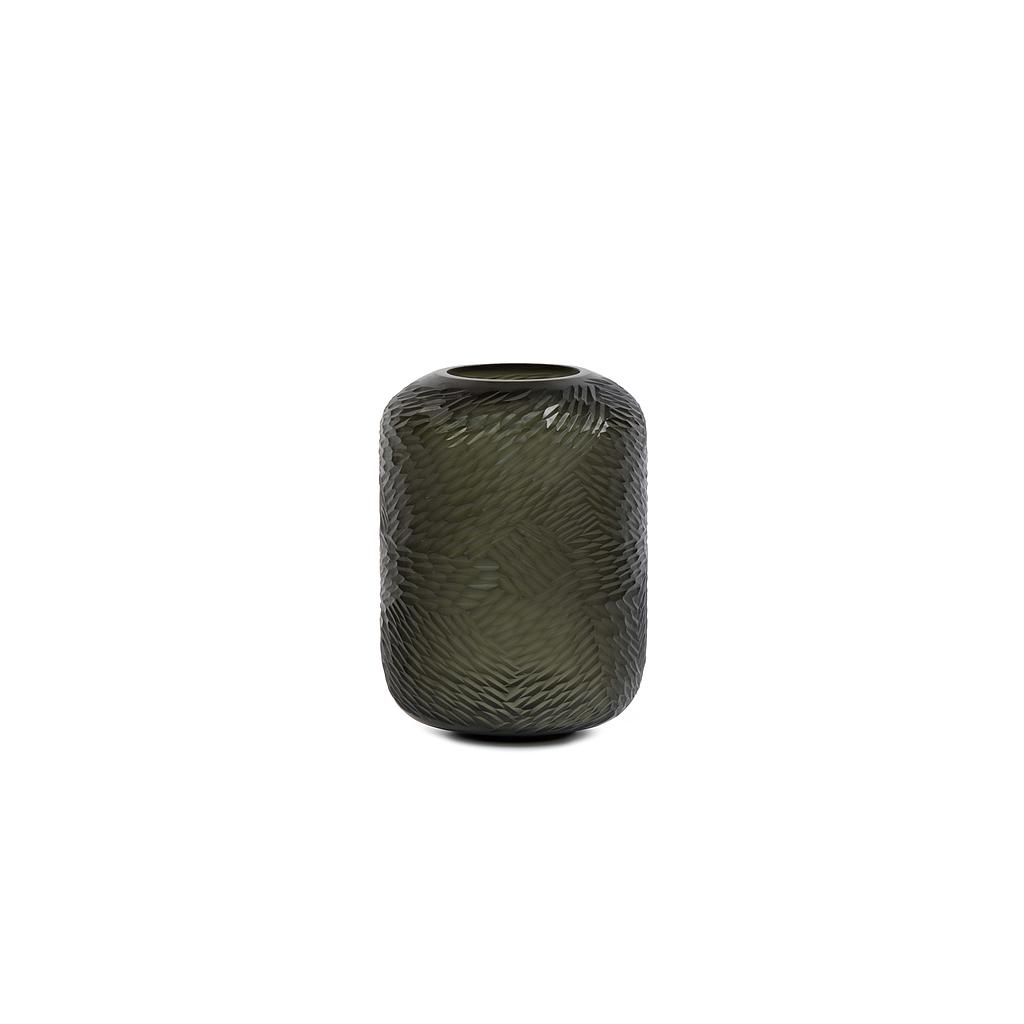 Vase flying leaves cut - glass - grey - Ø 22x28,5cm - p/1/2