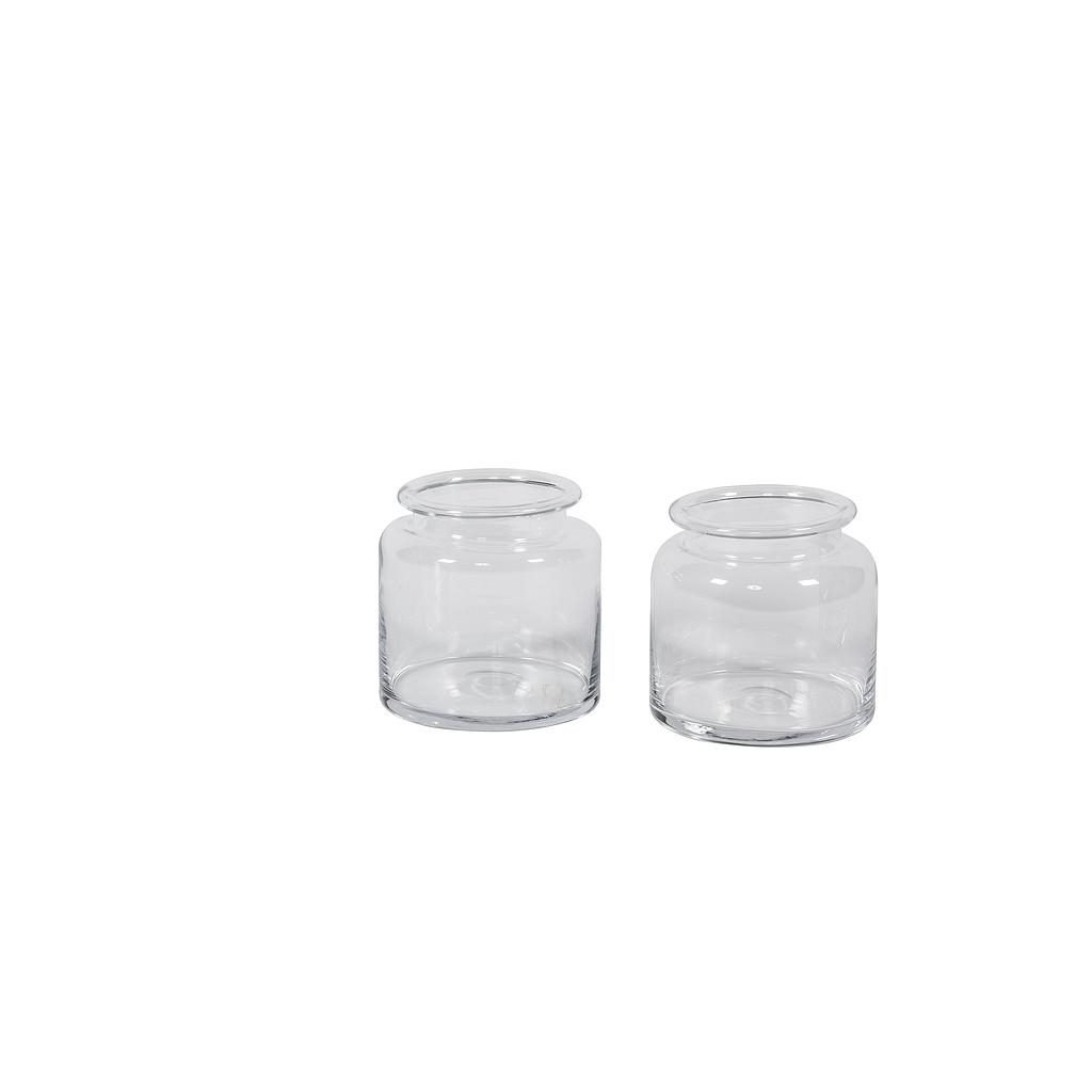 Flowervase with rolled border - glass - clear - Ø 19x18,5cm - p/2