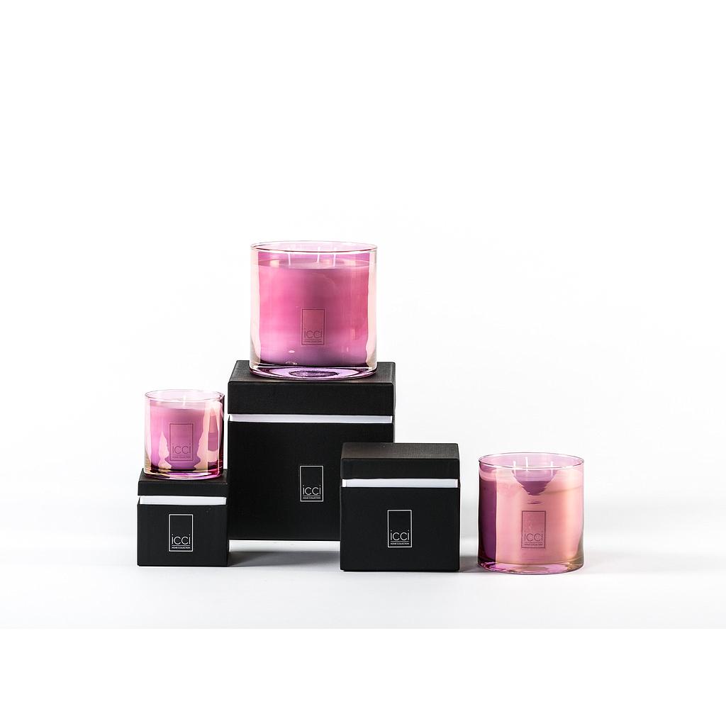 Scented candle cylindrical summer votive, (A) golden sun (R) fuchsia (GR) green - Ø 9 x 9cm - 1 - int. cot. - p/6