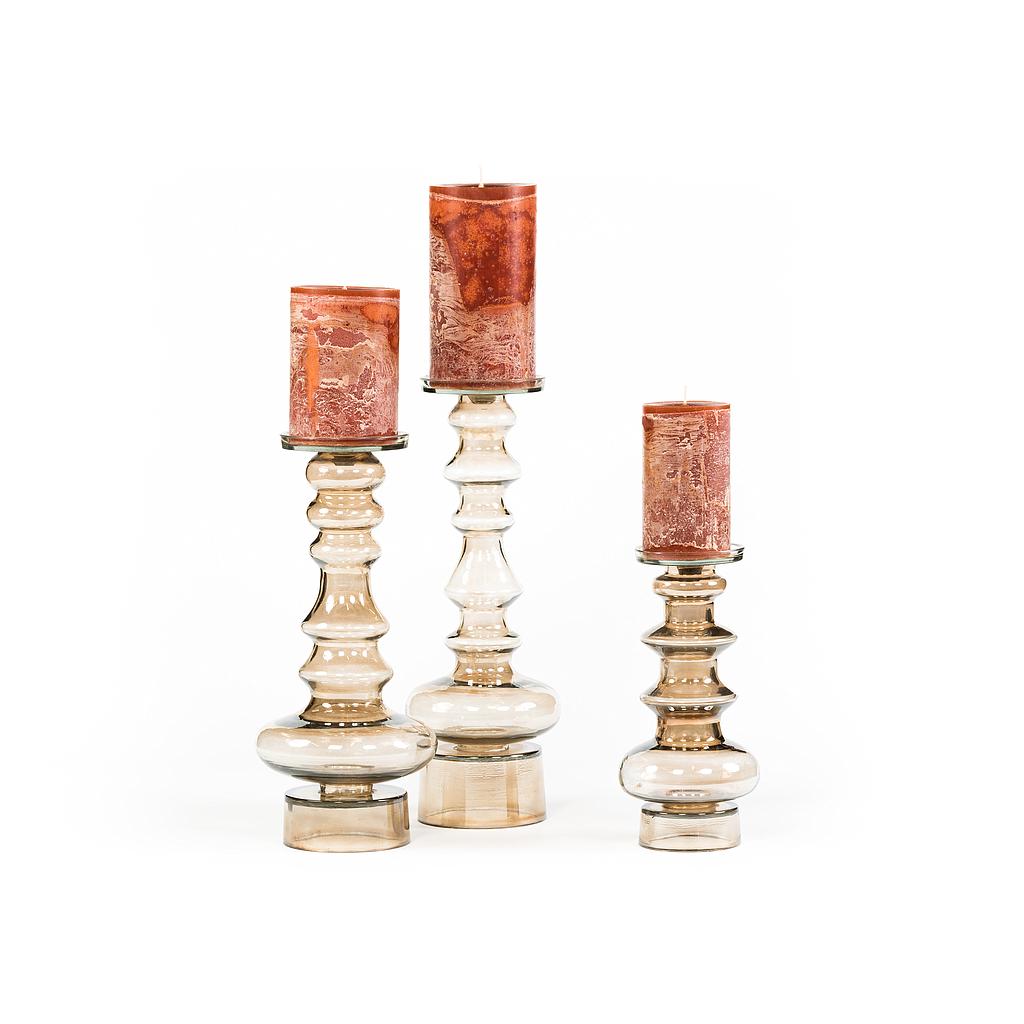 Chandelier set of 3 - glass - oyster - Ø 14,5x29cm/Ø 18x40cm/Ø 16x46cm - p/1/4