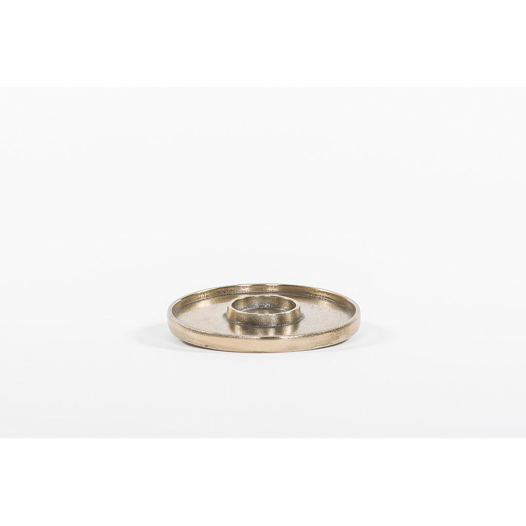 Candleholder plate for candle Ø 7 - aluminium - antique gold - Ø 22x2cm - p/4/12
