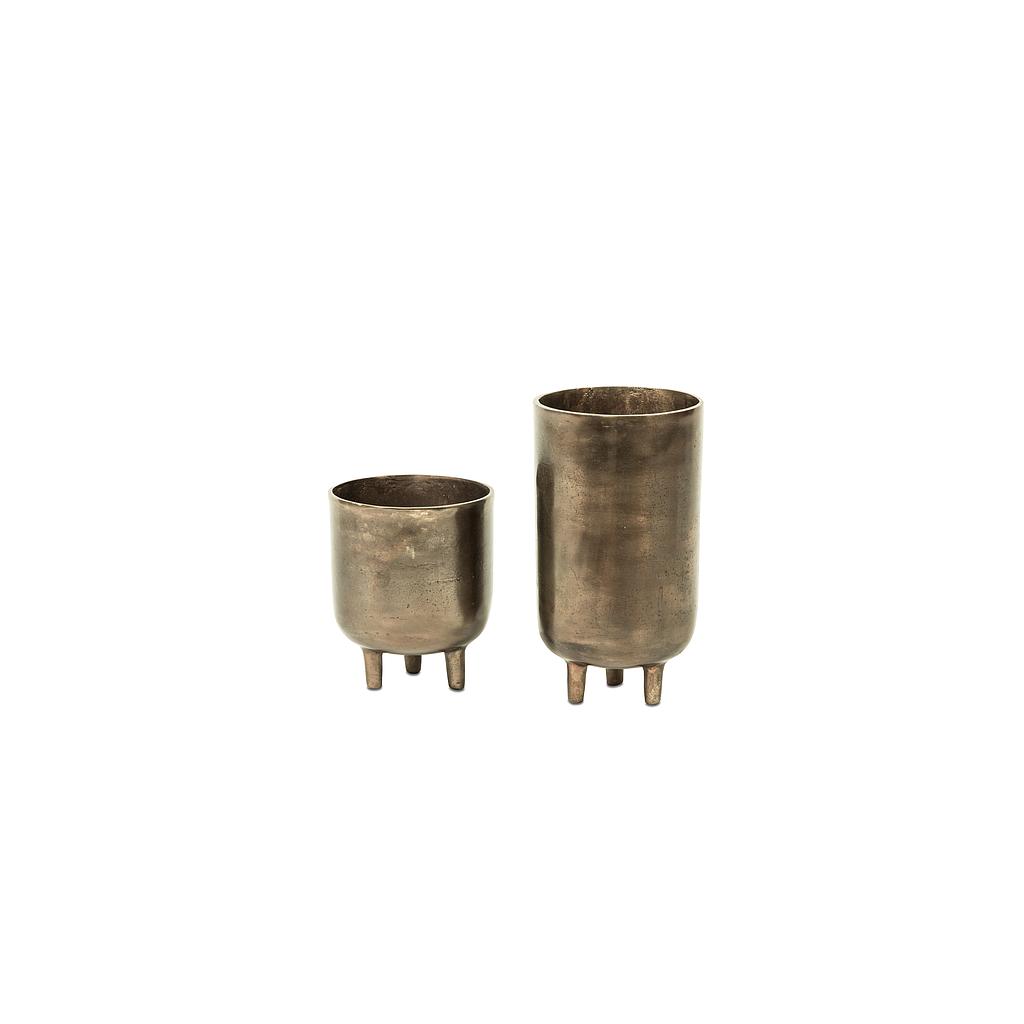 Vase with conical feet - aluminium - antique gold - large Ø 15x27cm - p/2/8