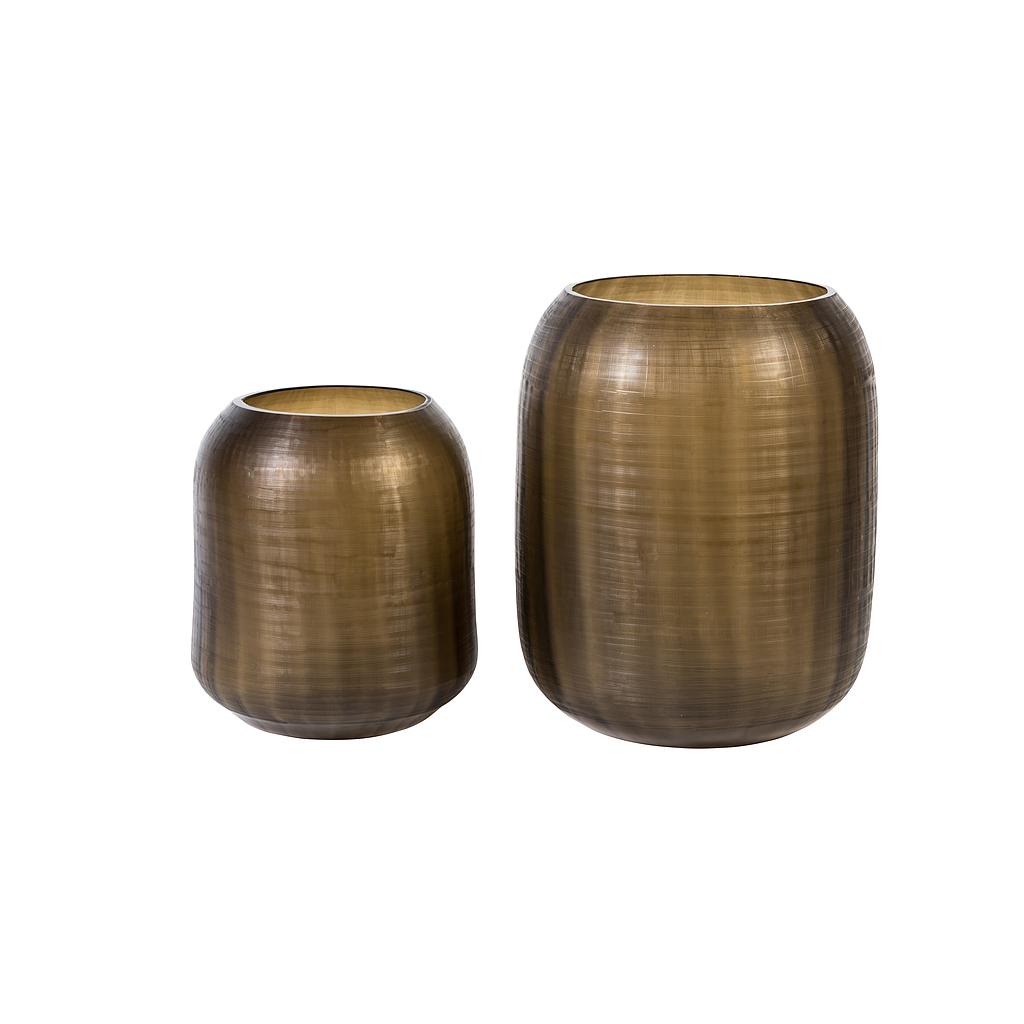 Vase Bulb w/optic line cutting - glass - smoke grey - large Ø 31x37cm - p/1/1