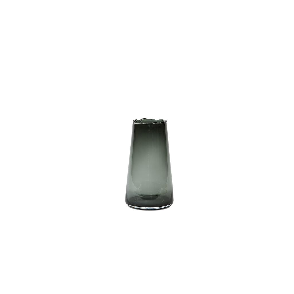 Conical vase organic rim - glass - smoke - Ø 20 x 35cm - p/1/1