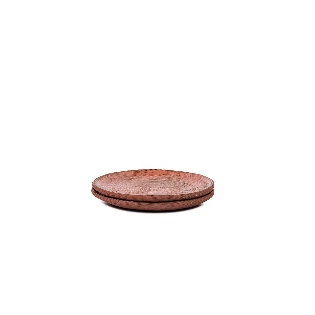 Plate cube print - terracotta - dark salmon -  Ø 39cm - p/3/1