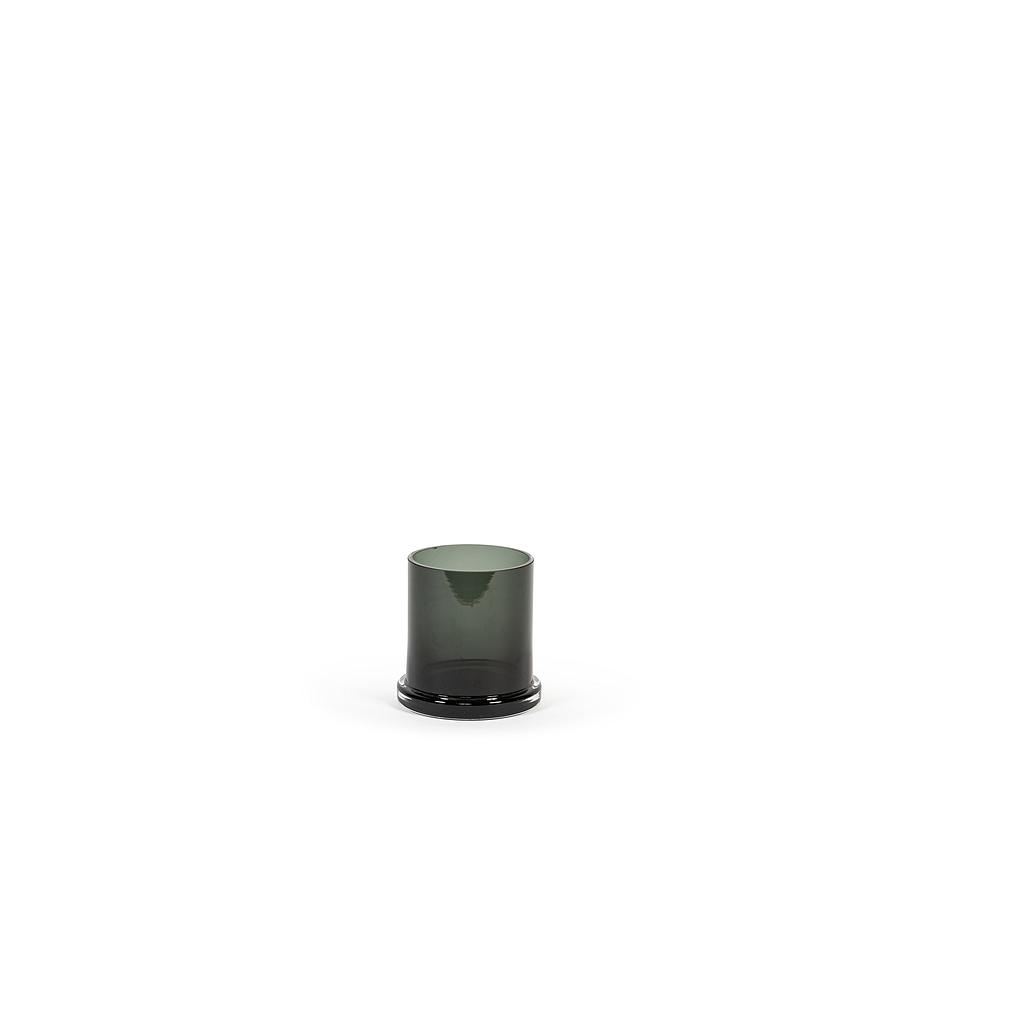 Vase with transparant thick baseplate - glass - smoke - Ø 15x15cm - p/2/1