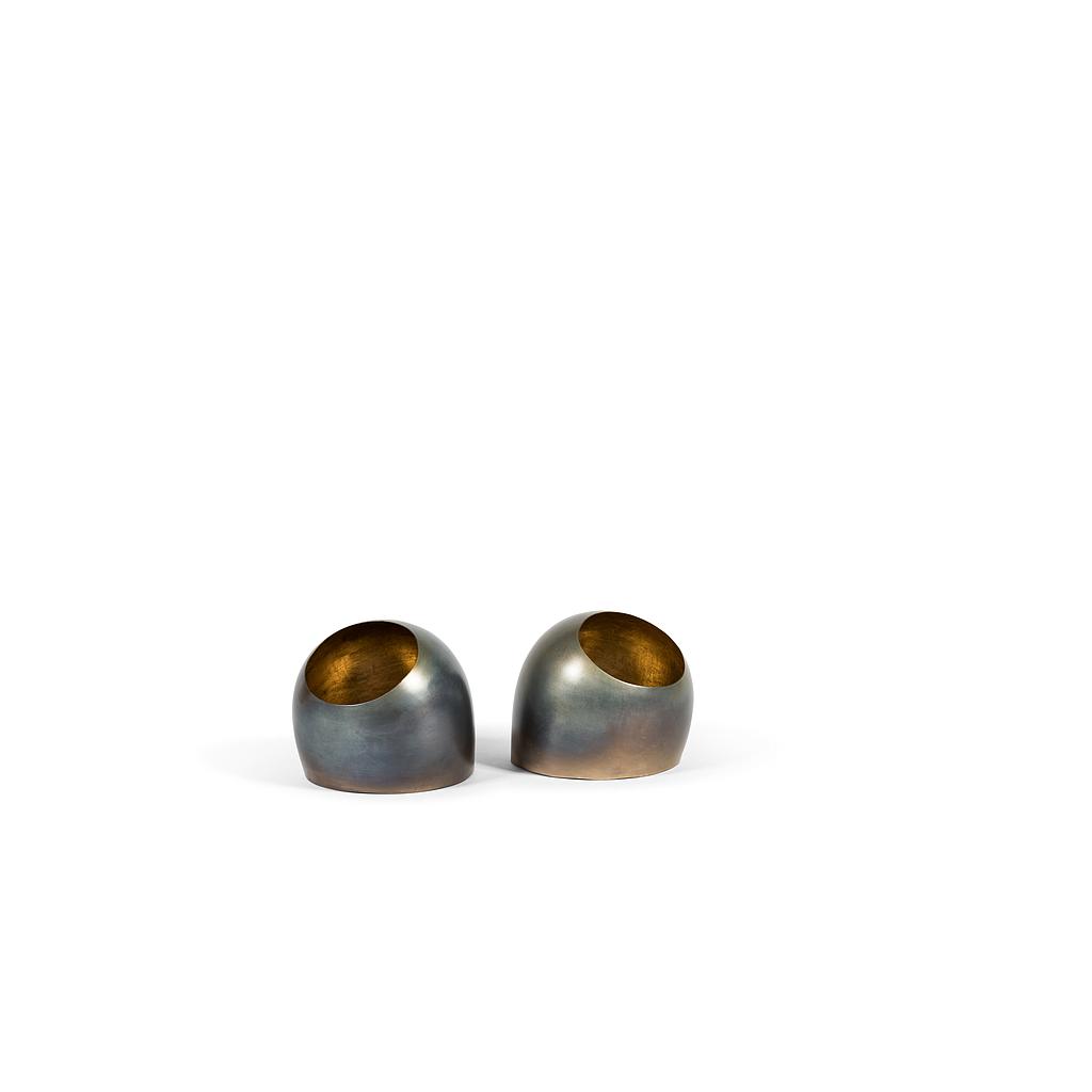 Organic votive - metal - burned silver outside, antique gold leafing inside - small Ø 16x14cm - p/2/12