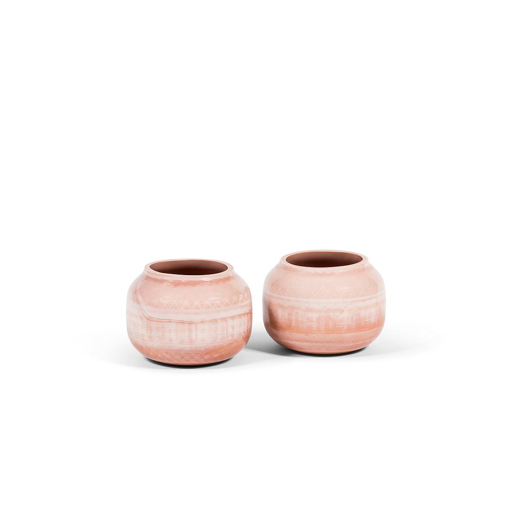 Translucent votive - glass - terracotta - medium Ø 21x16cm - p/1/2