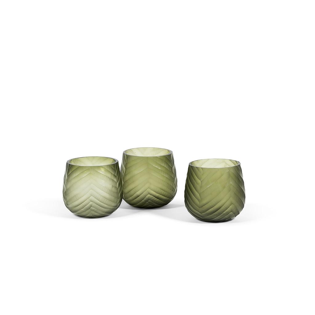 Vase V cutting - glass - green grey - Ø 18x18cm - p/1/2