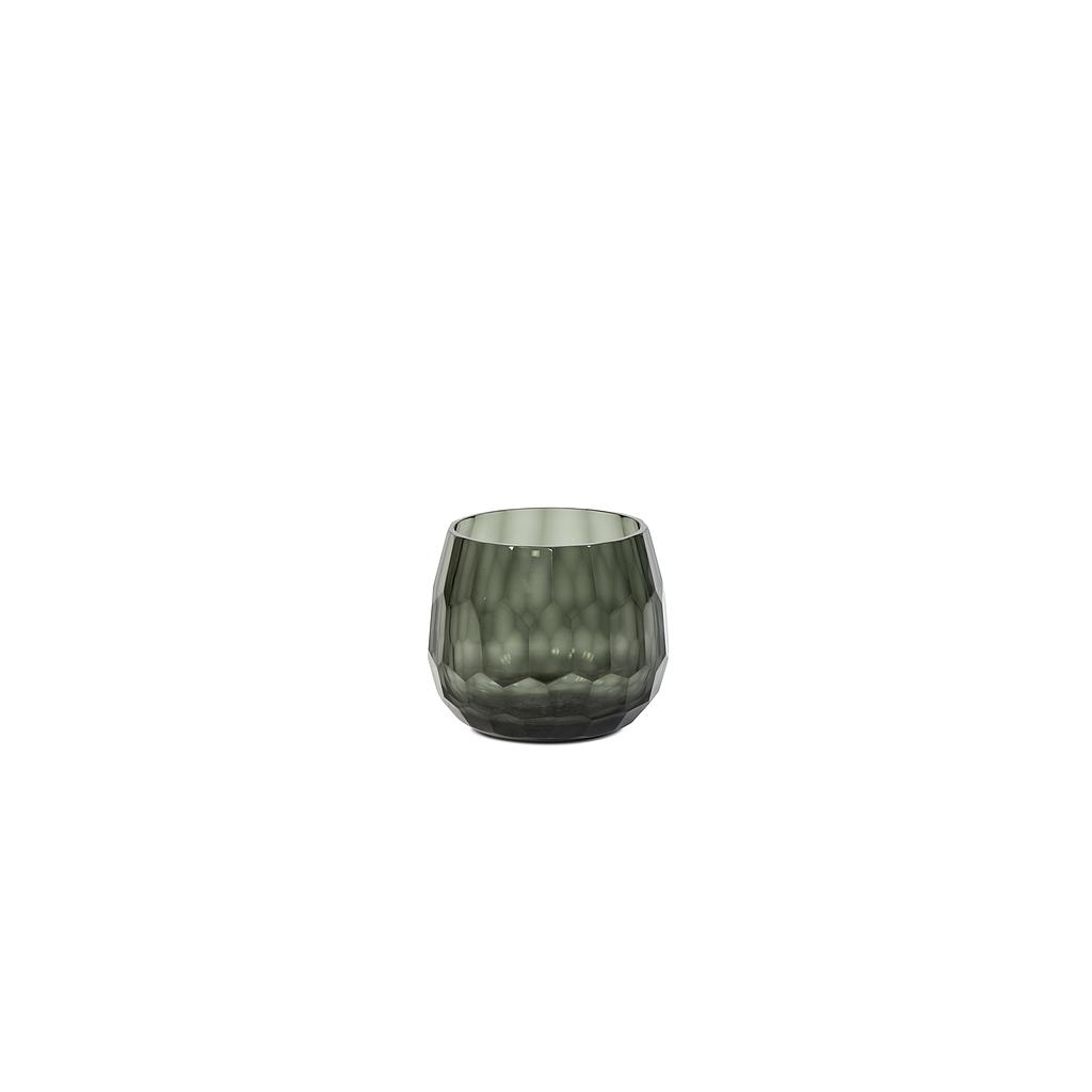 Vase faceted - glass - grey - Ø 15x15cm - p/1/2