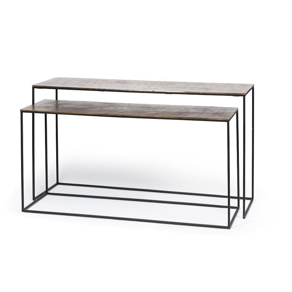 Console table set of 2 - aluminium - antique gold + black - 150x40x85cm/140x40x72cm - p/1/1