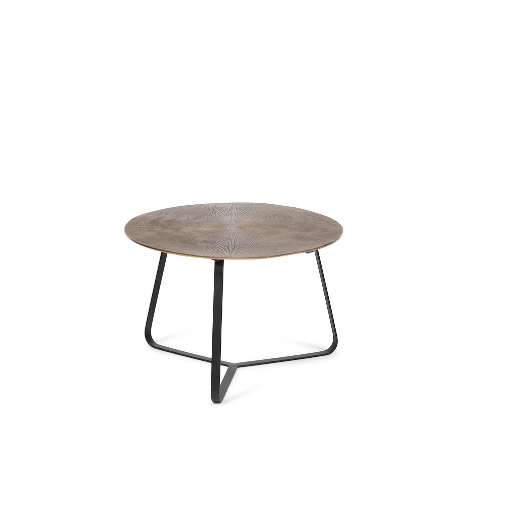 Coffeetable embossed - aluminium - antique gold + black - Ø 59x40cm - p/1/1