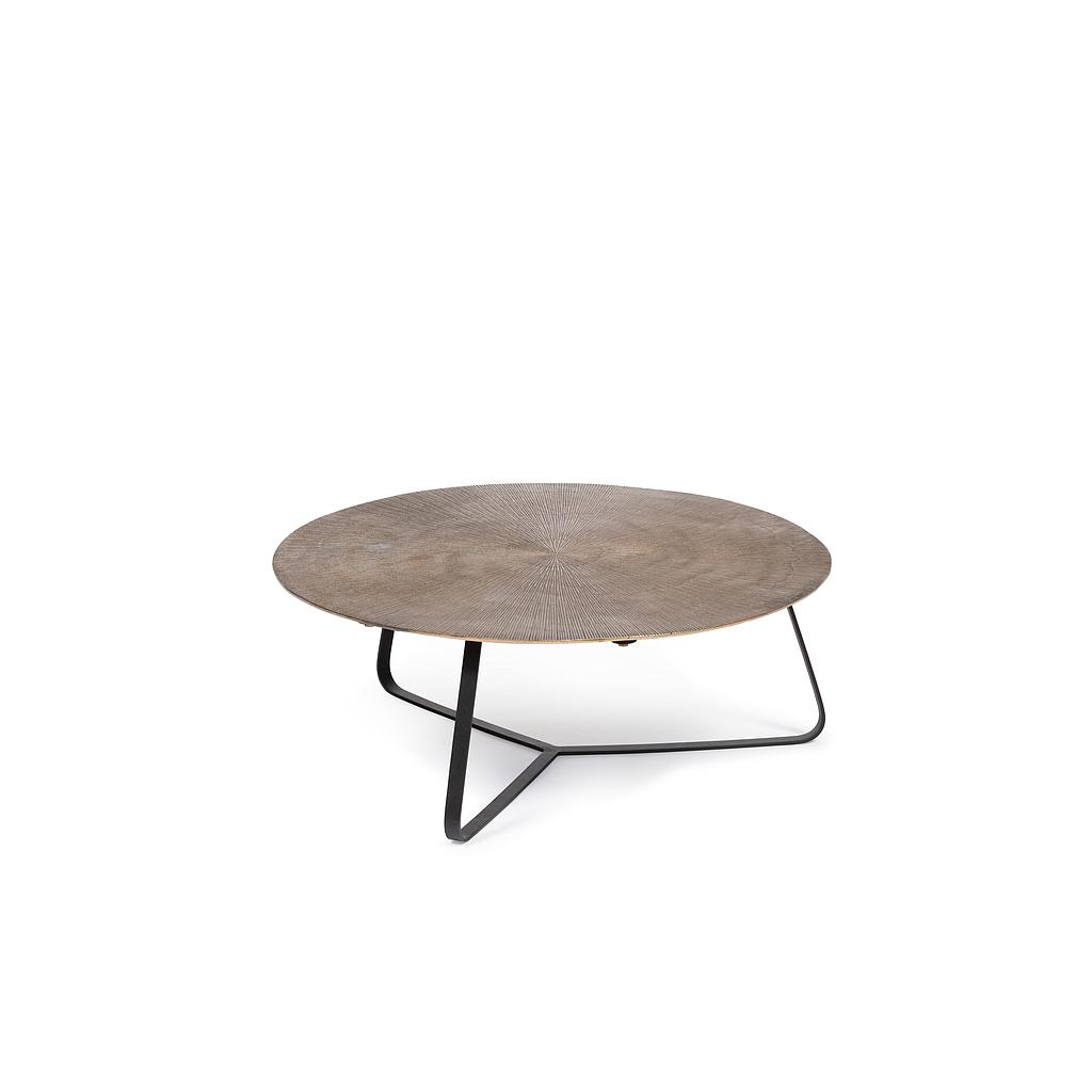 Coffeetable embossed - aluminium - antique gold + black - Ø 79x32cm - p/1/1