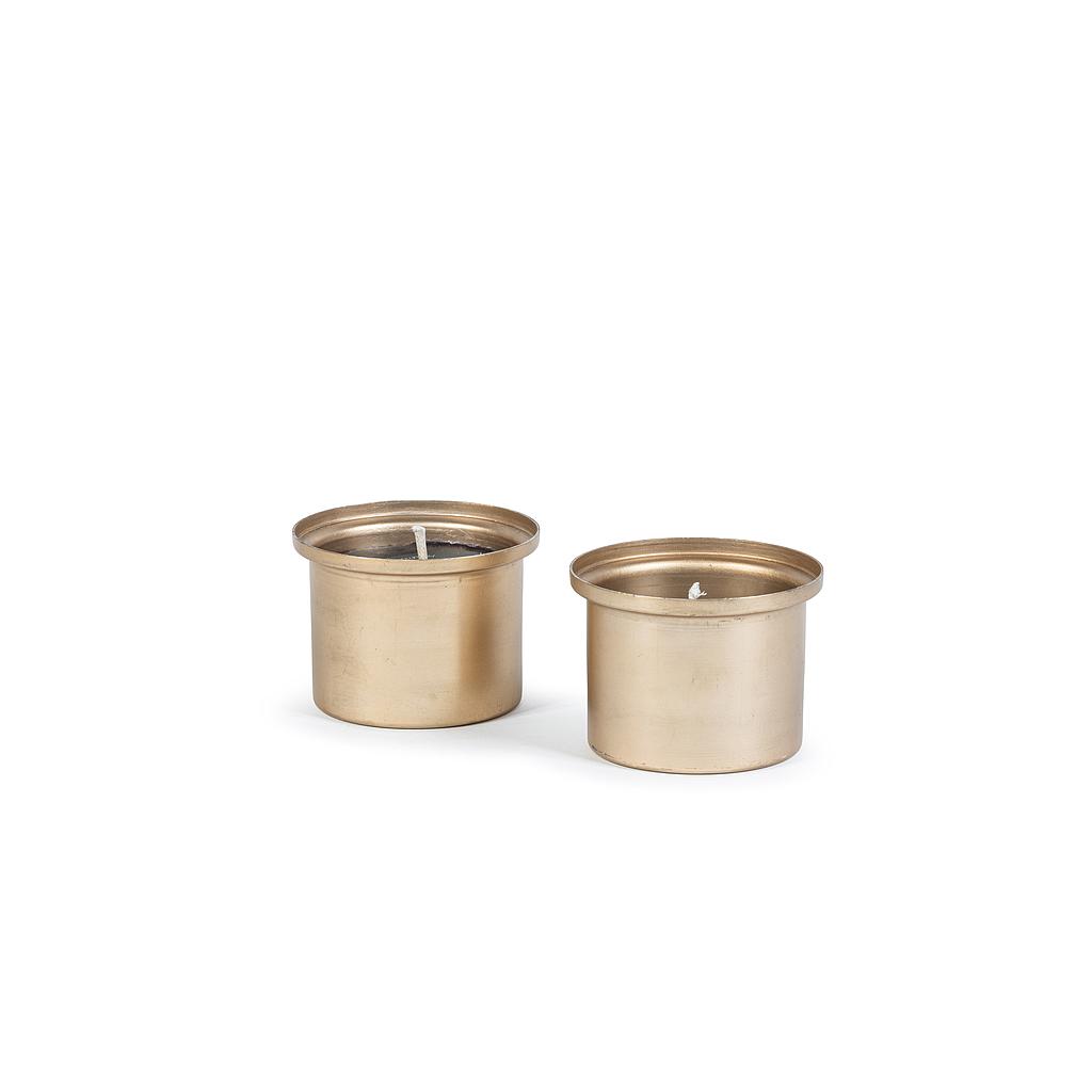 Gold metal outdoor candle pot - Ø 13x9,5cm - 1 - ext. cot. - p/6