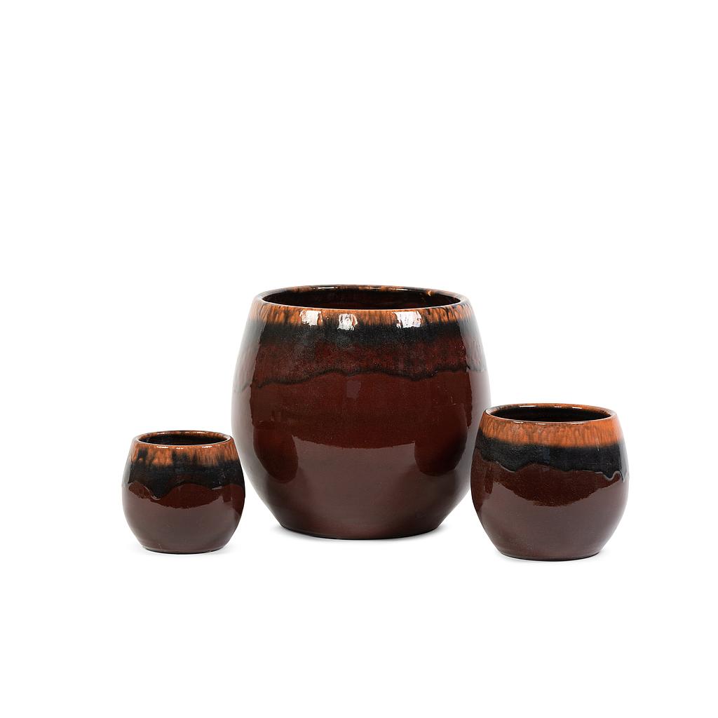 Rounded planter - terracotta - burgundy - medium Ø 23x20cm - p/1/1