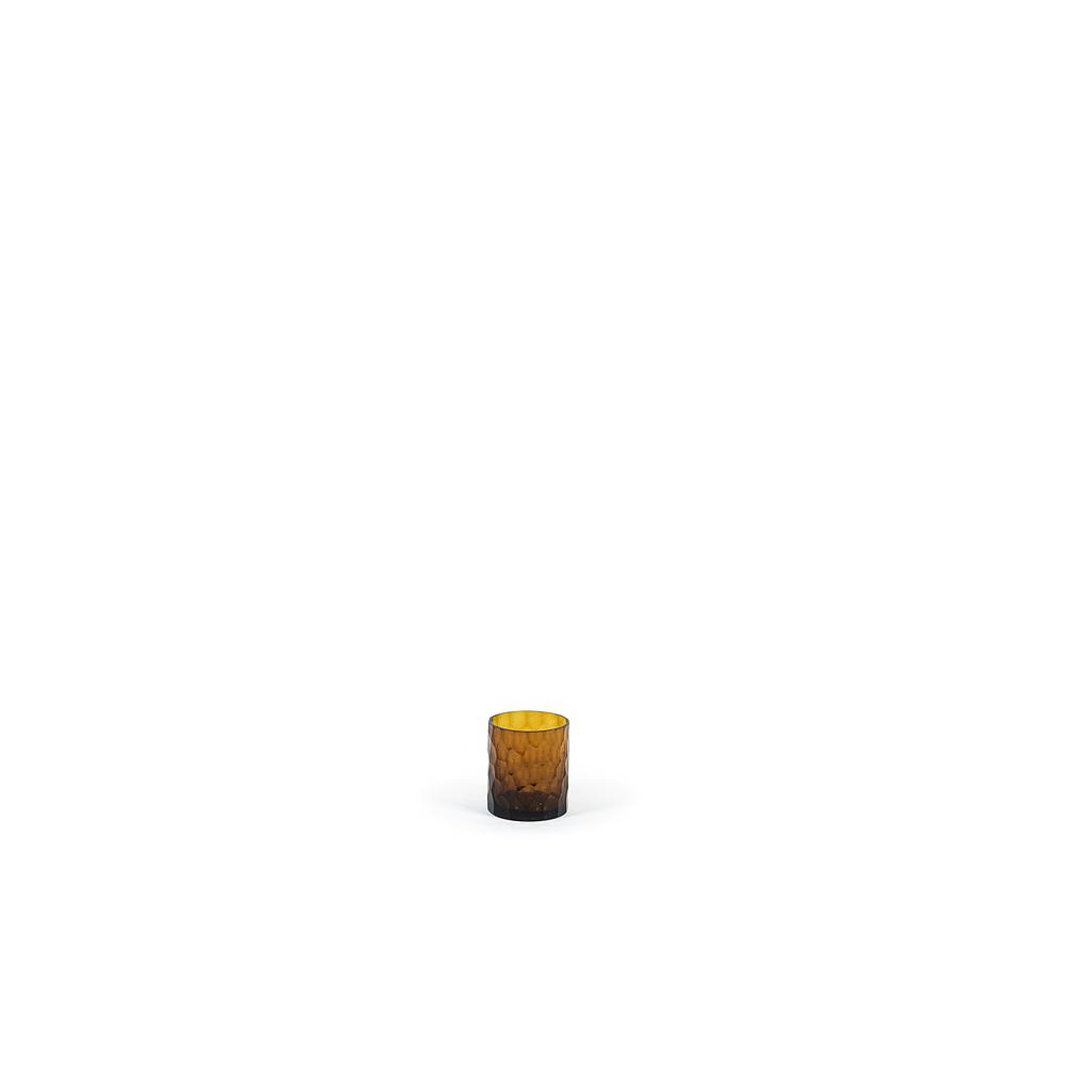 TLight holder shiny honeycomb cut - glass - amber, smoke, grey - Ø 8x9cm - p/6/24