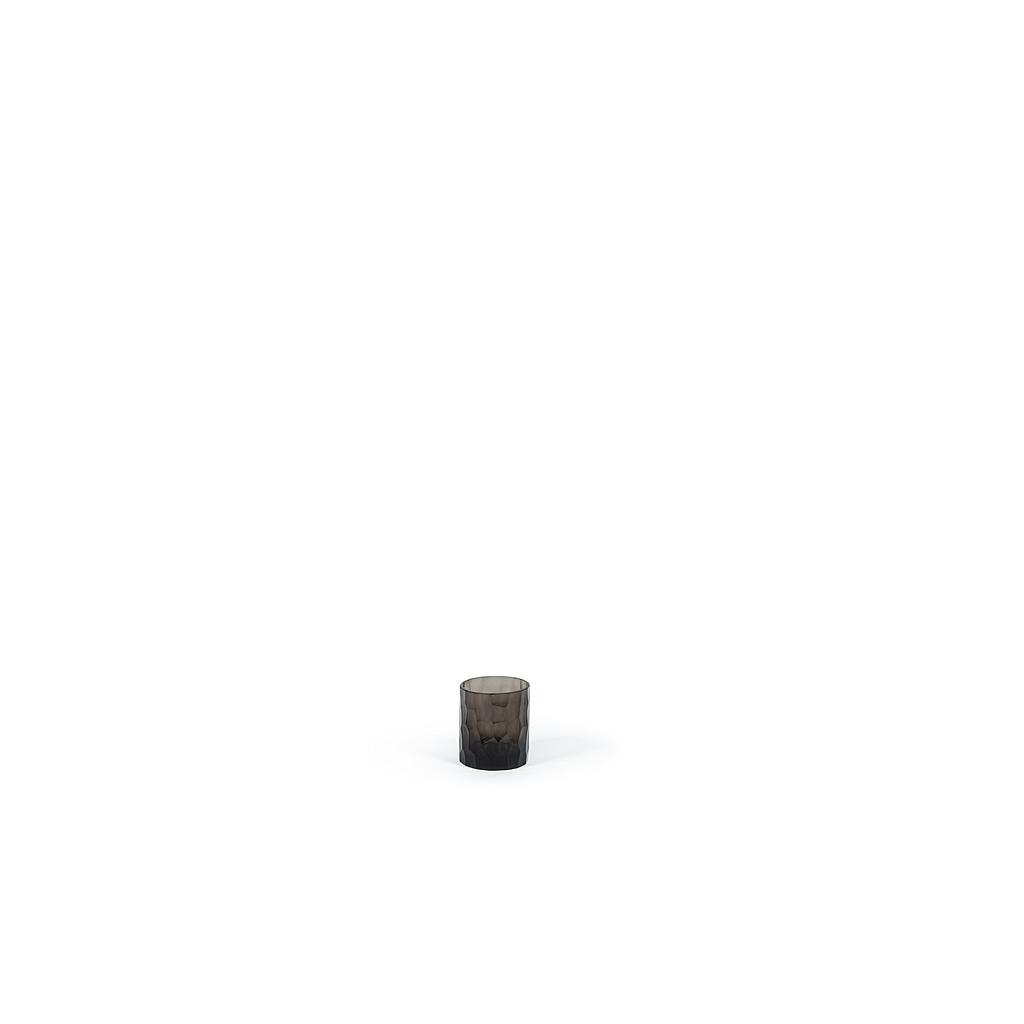 TLight holder shiny honeycomb cut - glass - smoke, amber, grey - Ø 7,5x8cm - p/6/36
