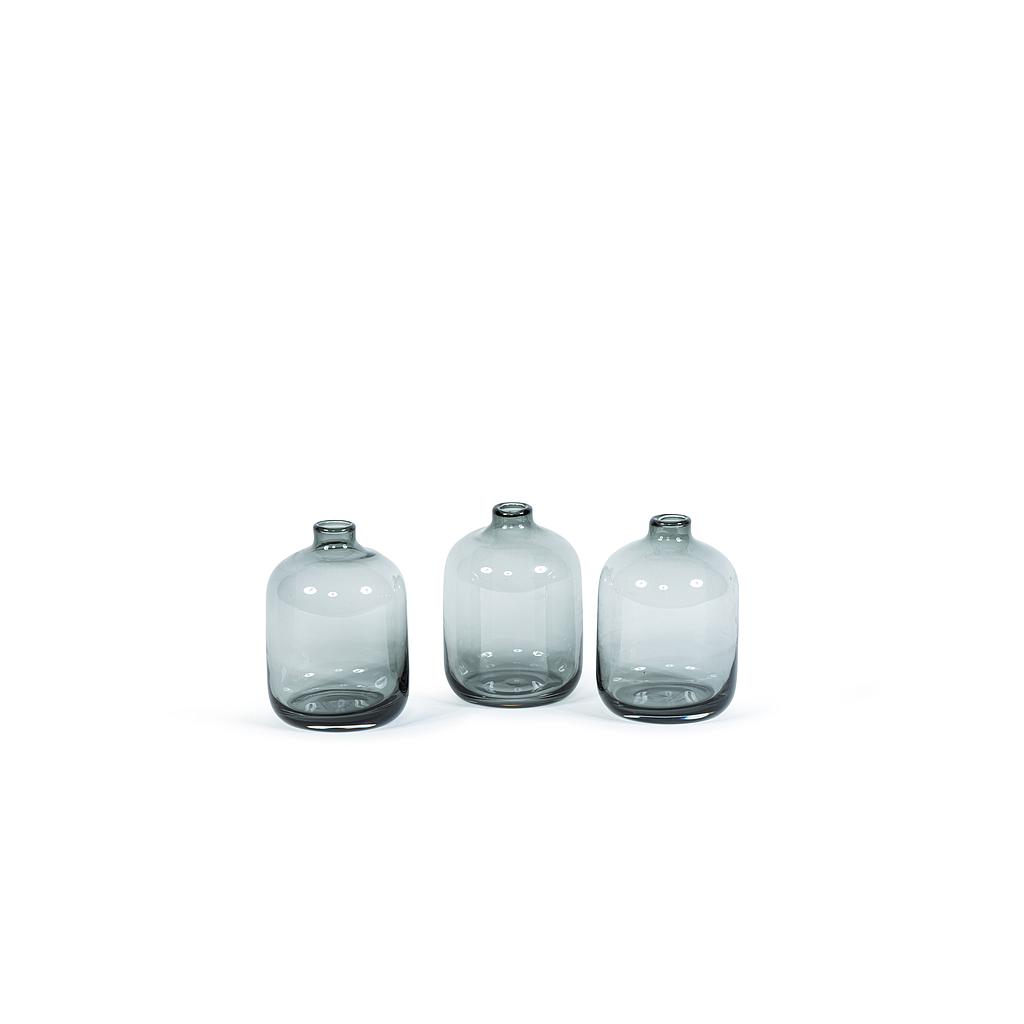 Bulb vase - glass - mocha or smoke - mini Ø 10x14 cm - p/6