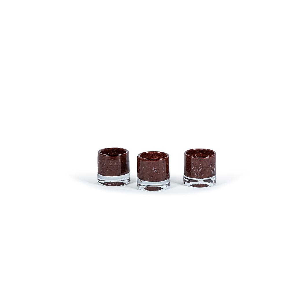 Cylindrical votive - glass - burgundy - Ø 8,5x8,5cm - p/6