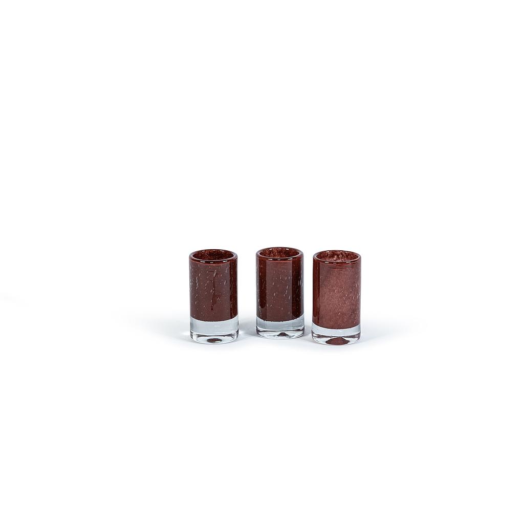 Cylindrical votive - glass - burgundy - Ø 7x12cm - p/6