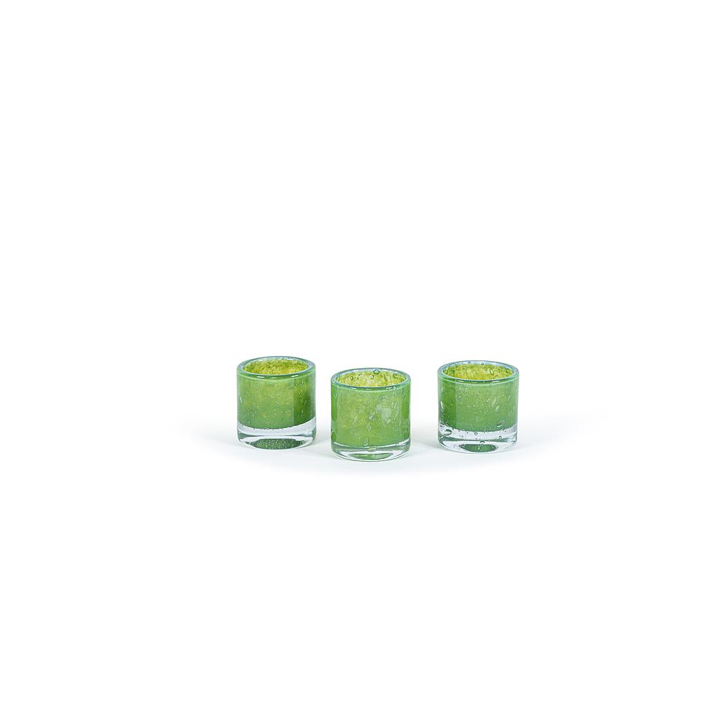 Cylindrical votive - glass - grass green - Ø 8,5x8,5cm - p/6