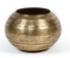 Round ribbed planter - metal - antique gold - Ø 27x17cm - p/1/12