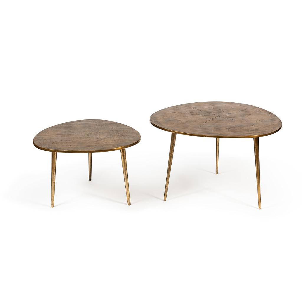 Side table with organic top - metal - antique gold - 59x59x39cm - p/1/1