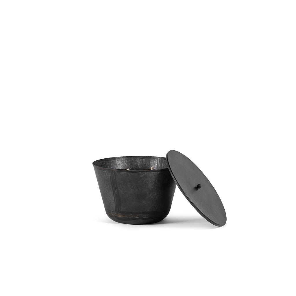 Black antique conical pot with lid - large Ø 39 x 25cm - 3 - ext. cot. - p/1