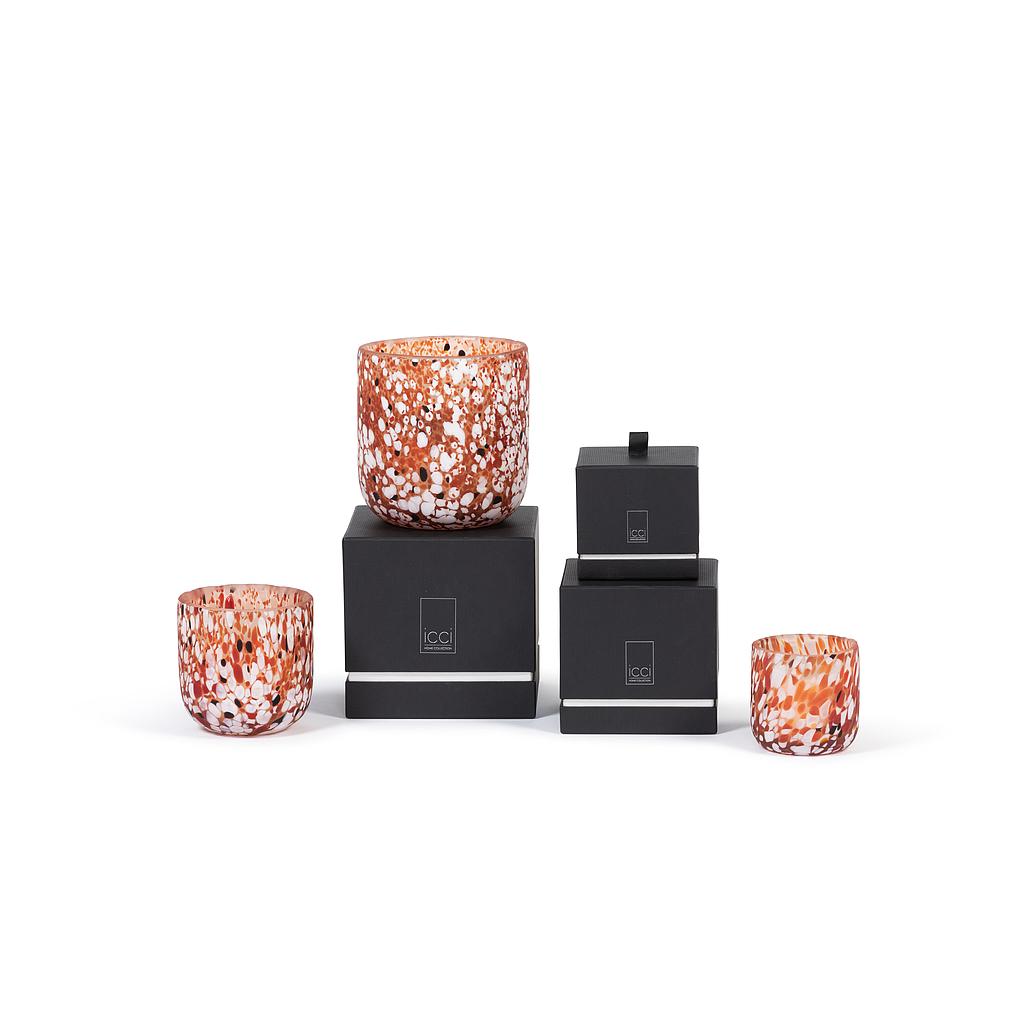 Scented candle confetti spotted glass vase - Ø12 x 12cm - 2 - int. cot. - p/4 