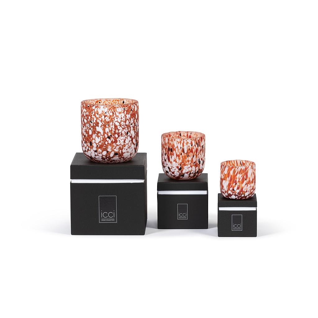 Scented candle confetti spotted glass vase - large Ø 15 x 15cm - 3 - int. cot. - p/1