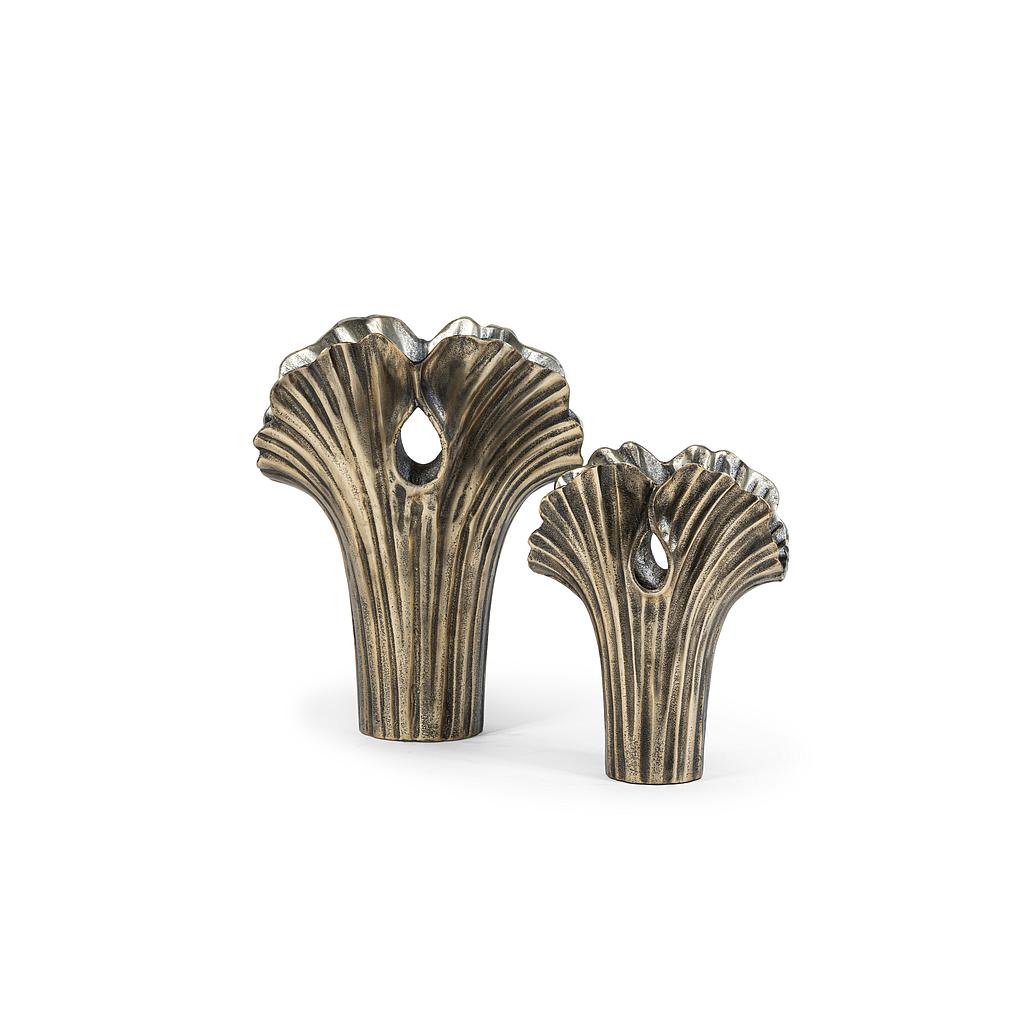 Vase ginkgo - metal - brass antique - small Ø 24x32cm - p/1/6