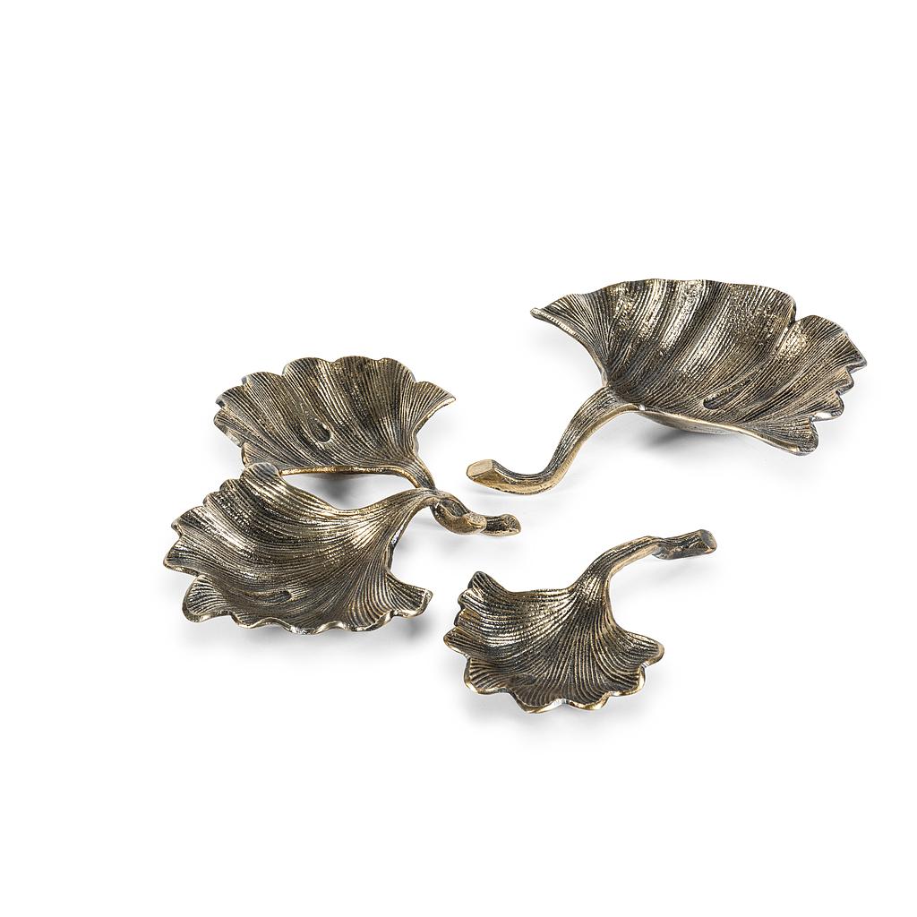 Ginkgo leaf - metal - brass antique - large 30x24x6cm - p/2/16