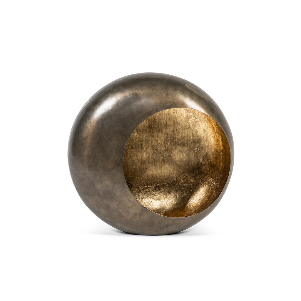 Circle - metal - antique nickel outside/antique gold leafing inside - Ø 38x16,5cm - p/1/3