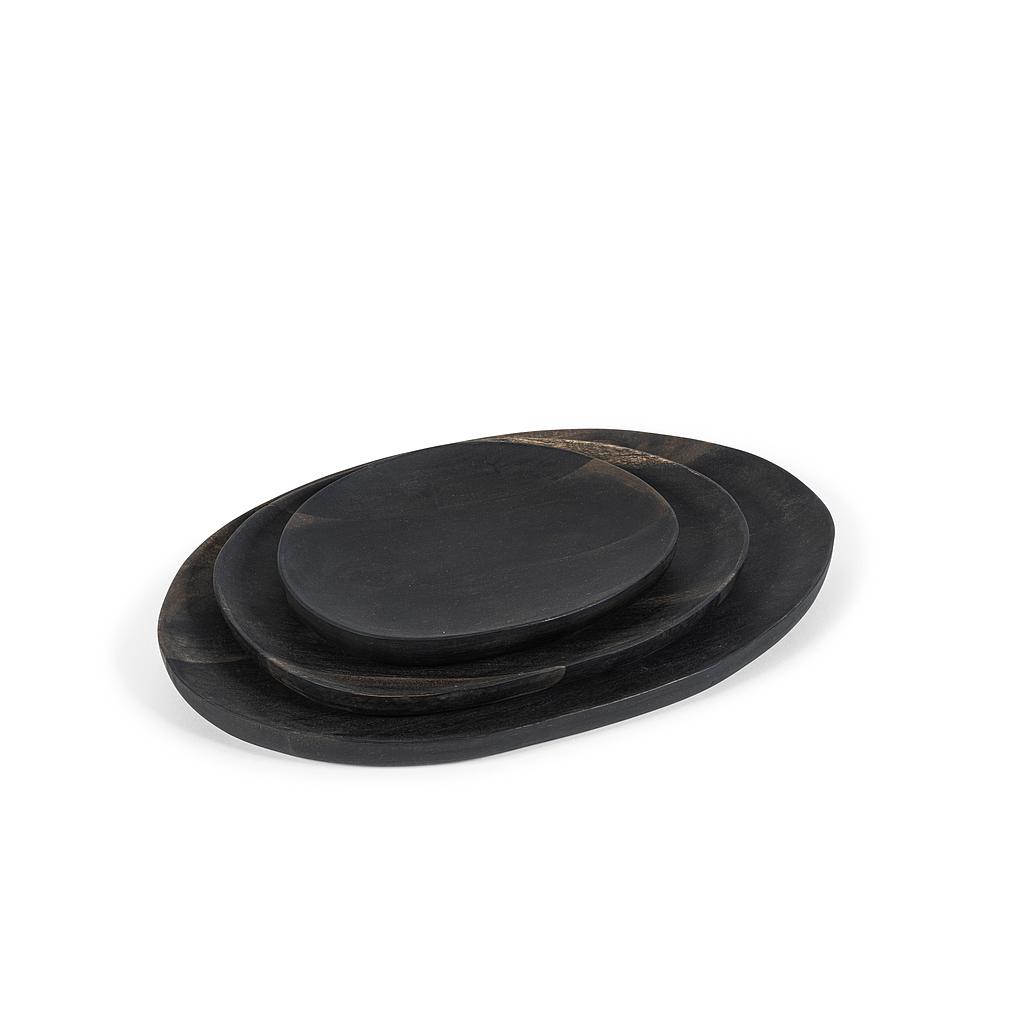 Bowl - wooden acacia - black - big 45x30x2,5cm - p/4/12