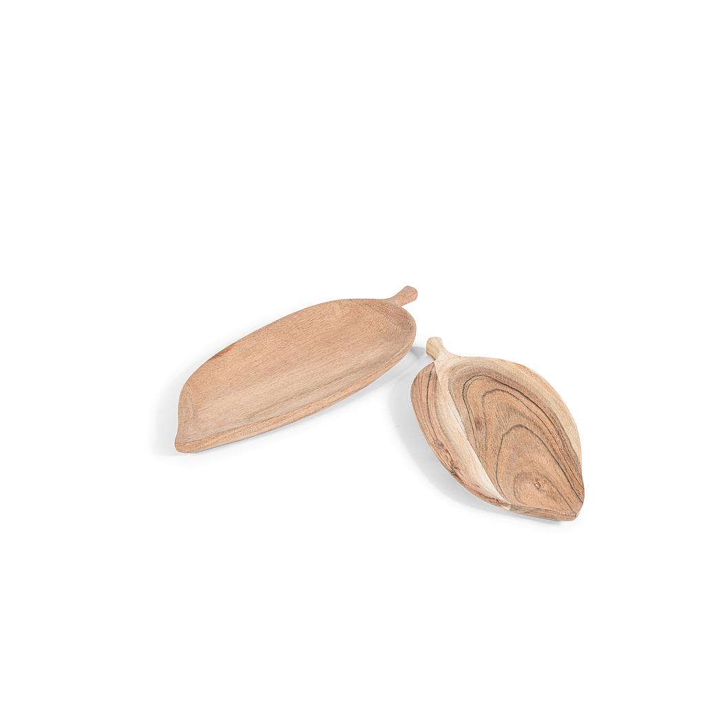 Leaf plate - wooden acacia - natural - medium 25x11,5x1,5cm - p/4/12